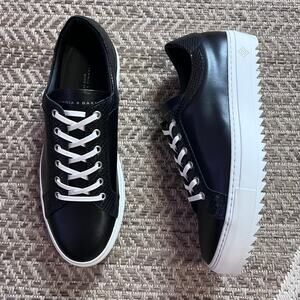 Tiannia Barnes Men's Billy Leather Low-Top Black Diamond Sneaker Sz 43